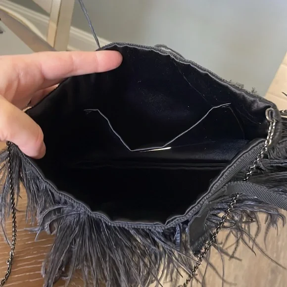 PRADA Piume Feather Satin Black Ostrich bag w/ auth card, rare/collectible - Picture 6 of 12